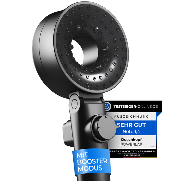 POWERLAP® Duschkopf (Matt-Schwarz) mit Filter & Booster-Modus