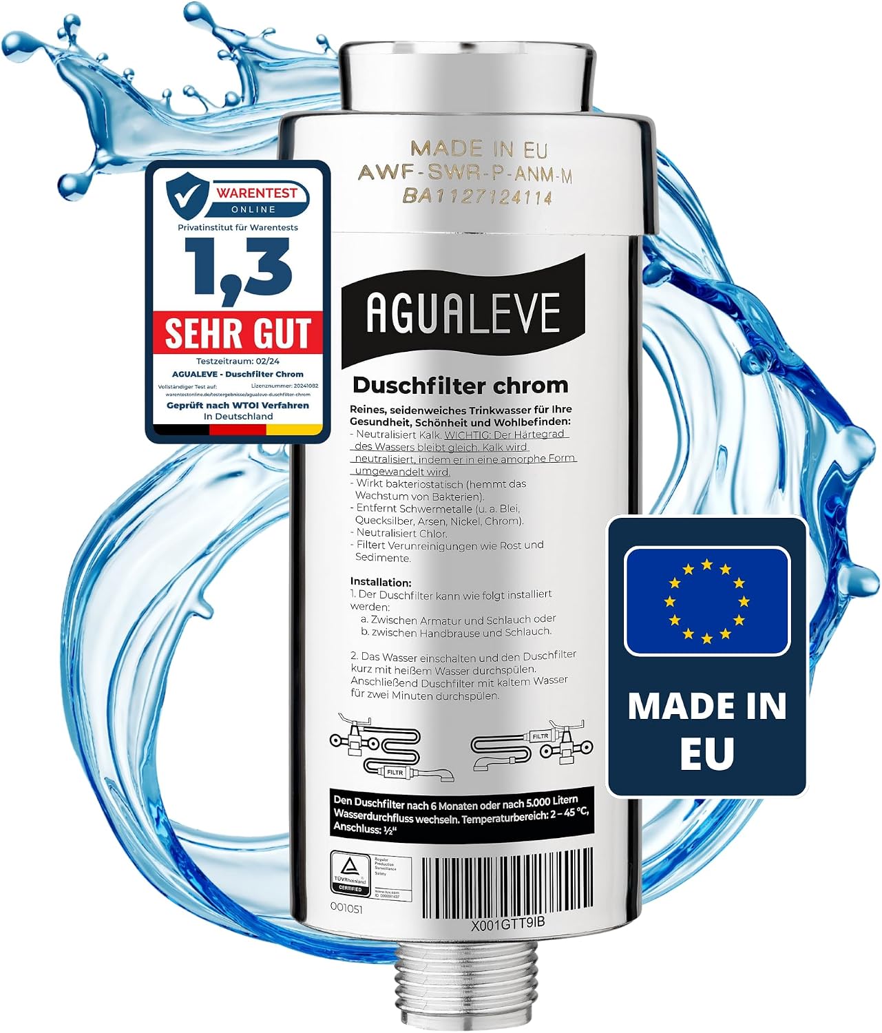 AGUALEVE Duschfilter Chrom